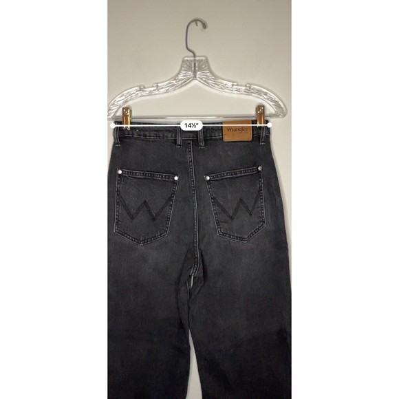 Wrangler Authentic Hi Bell Jeans Black Distressed High Waist Bell Legs Size 10 - Picture 6 of 9